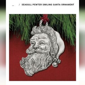 Seagull Pewter  Christmas Ornament Smiling Santa Ornament New In Box